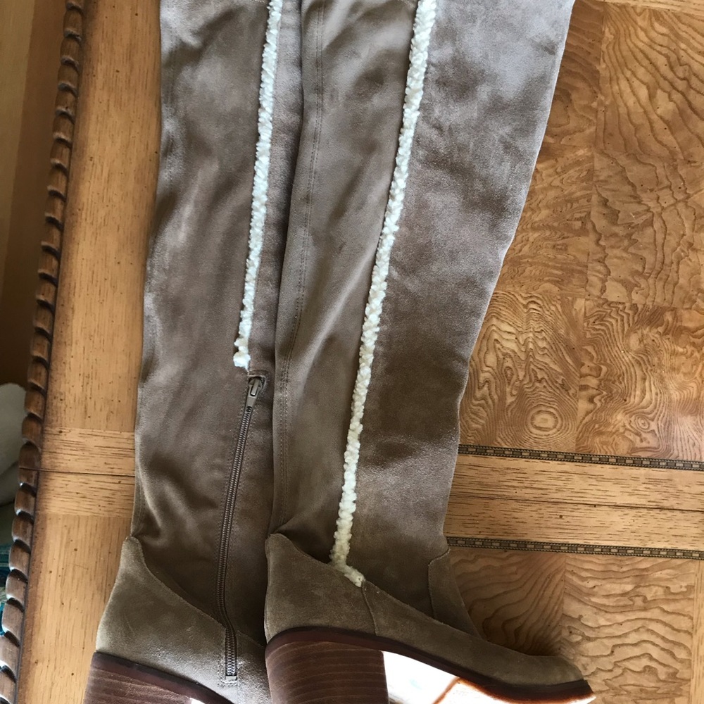 Vince Camuto suede shearling thigh high boots - Picture 2 of 3